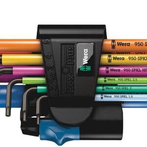 Wera 05022210001 950/9 Hex-Plus Multicolour HF 1 Multicolour Winkelschlüsselsatz, metrisch, BlackLaser, mit Haltefunktion, 9-teilig Hex-Plus HF – BlackLaser