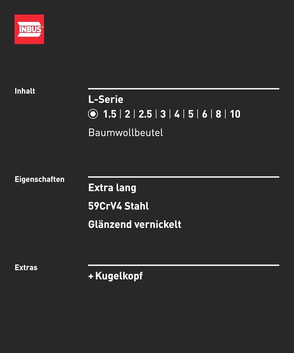 INBUS® 70167 Winkelschraubendreher Set 9tlg, mit Kugelkopf – Bild 3