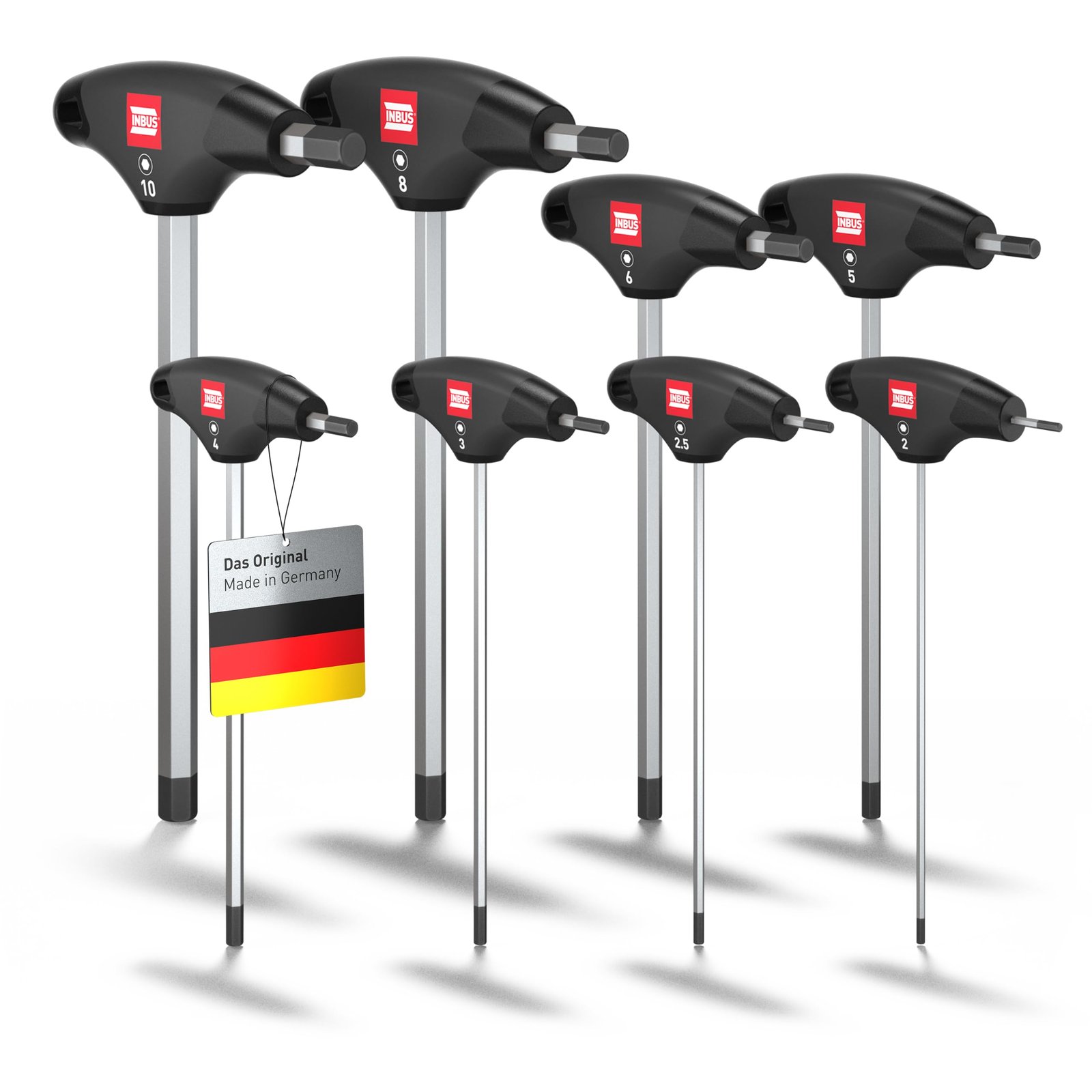 INBUS® T-Griff Schraubendreher Set 8tlg, 2–10mm, mit HybridTouch | Das Original. Made in Germany. (ID: 70129) 8× HX (2 – 10 mm)